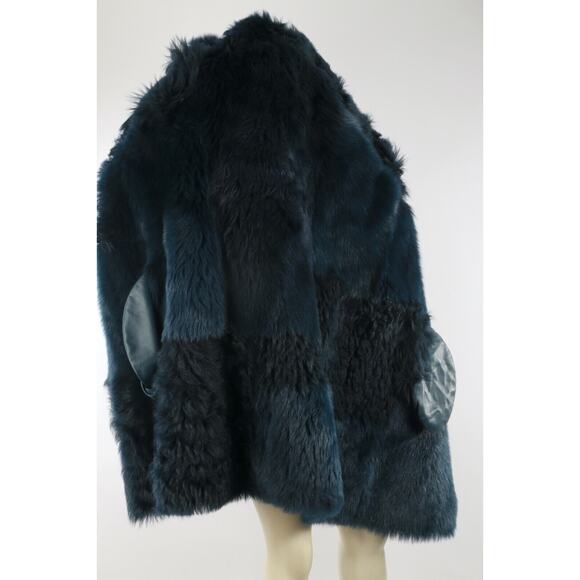 Luxury York Furrier Shearling Patent Leather Patchwork Long Fur Coat Size Small - Picture 15 of 16